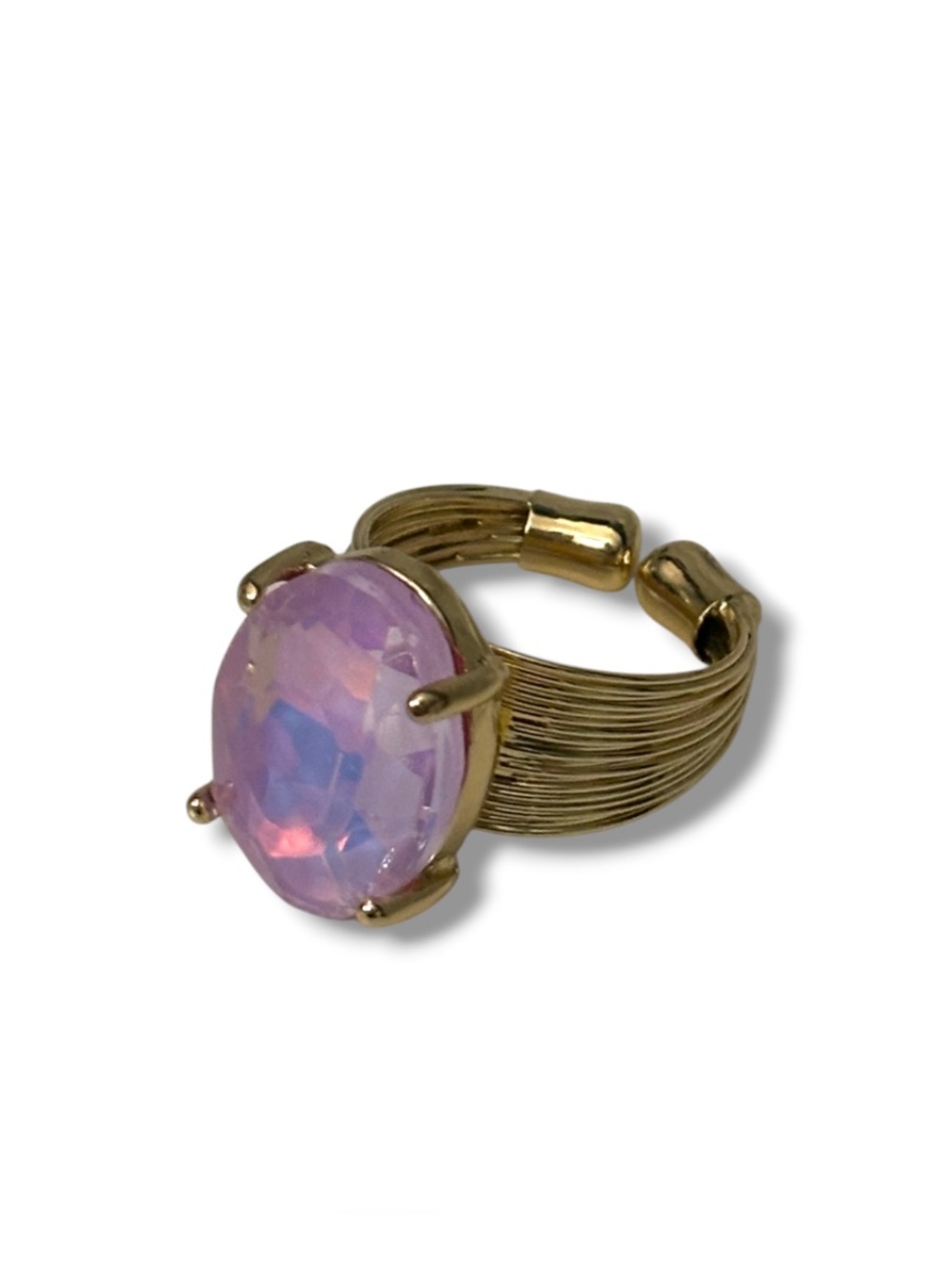 Lilac Oval Glass Stone Ring